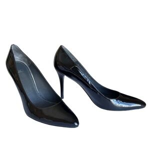 Stuart Weitzman Black Patent "Power" Pointed Toe Pumps Size 10.5 Includes Box
